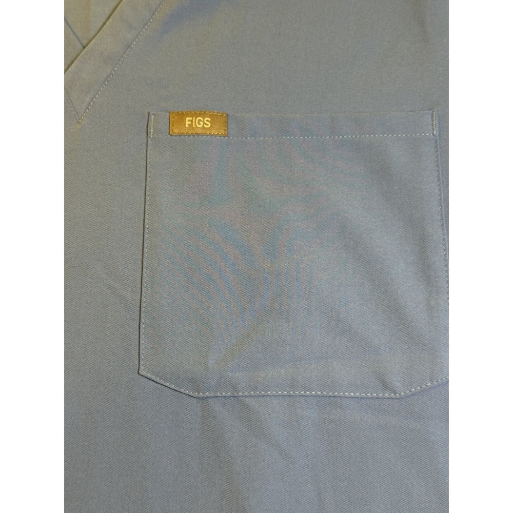 Figs Technical Collection Scrub Set Medium blue V Neck Top And Pants Tacked Hem - Picture 12 of 14